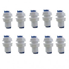 YZM White Fittings Bulkhead Connector 1/4" Tube Quick connect RO Water Filter Pack of 10 (Bulkhead Connector 1/4) - B0747PDQ2F